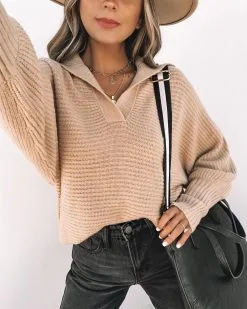 Beatrix Collared Knit Sweater - Tan - FINAL SALE -clothes Sales WednesdayNew Look4 1 10 25