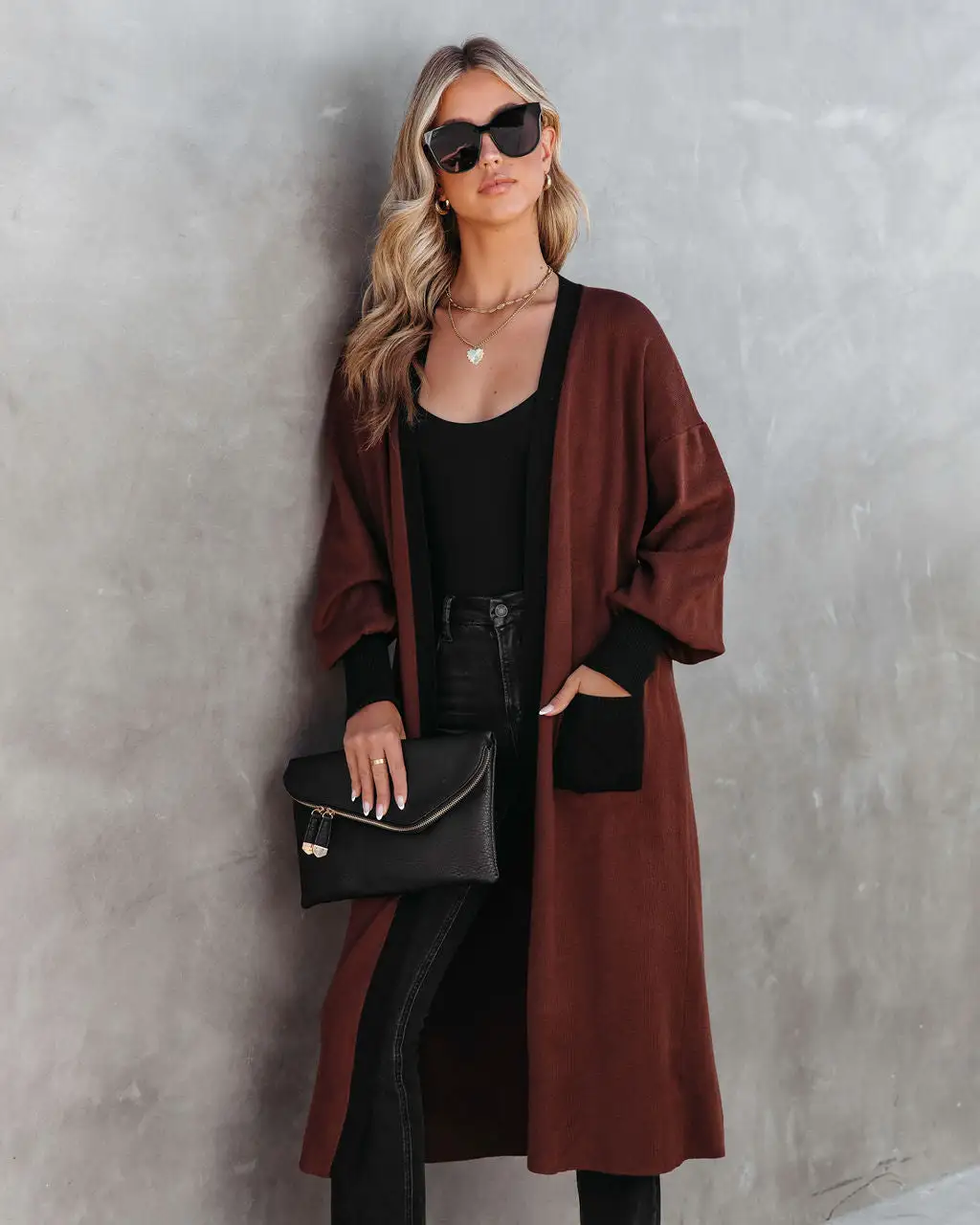 Weekend Errands Pocketed Duster Cardigan - Chocolate - FINAL SALE 6 Weekend Errands Pocketed Duster Cardigan - Chocolate - FINAL SALE - Image 6