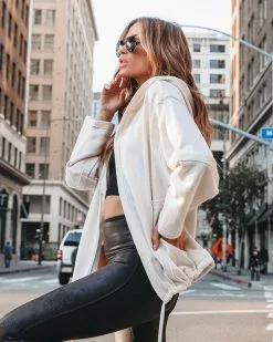 HYFV-001 Weekend Plans Pocketed Hoodie Jacket - Cream - FINAL SALE 11 HYFV-001 Weekend Plans Pocketed Hoodie Jacket - Cream - FINAL SALE -clothes Sales WeekendPlansPocketedHoodieJacket Cream 9