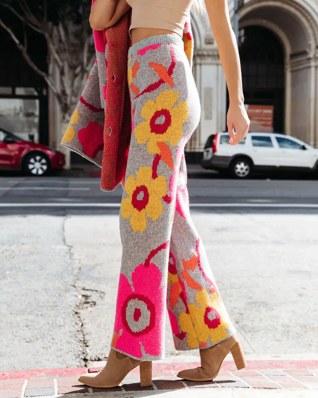 DAVI-001 Winter Tropicana Floral Knit High Waisted Pants - FINAL SALE 6 DAVI-001 Winter Tropicana Floral Knit High Waisted Pants - FINAL SALE - Image 6