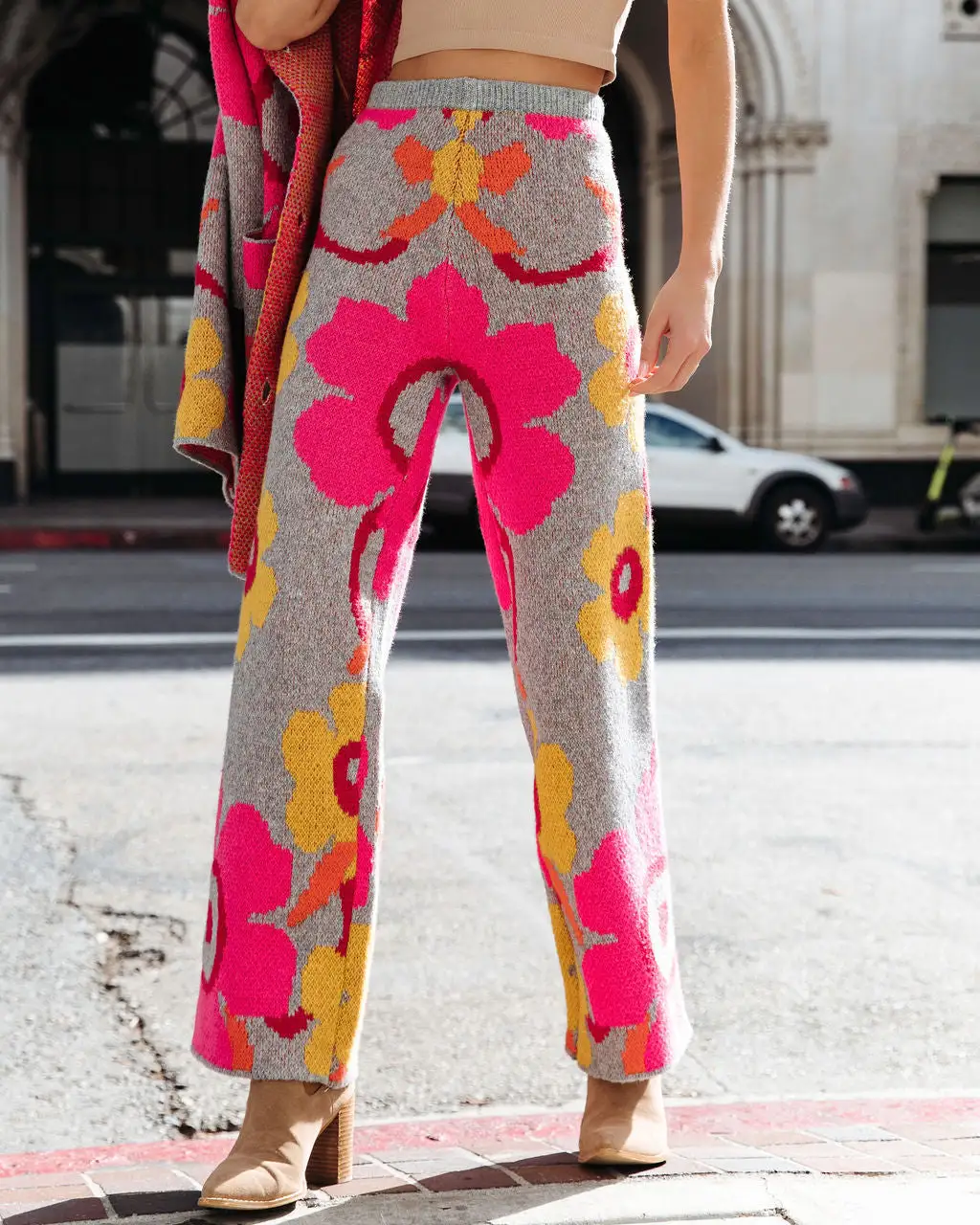 DAVI-001 Winter Tropicana Floral Knit High Waisted Pants - FINAL SALE 2 DAVI-001 Winter Tropicana Floral Knit High Waisted Pants - FINAL SALE - Image 2