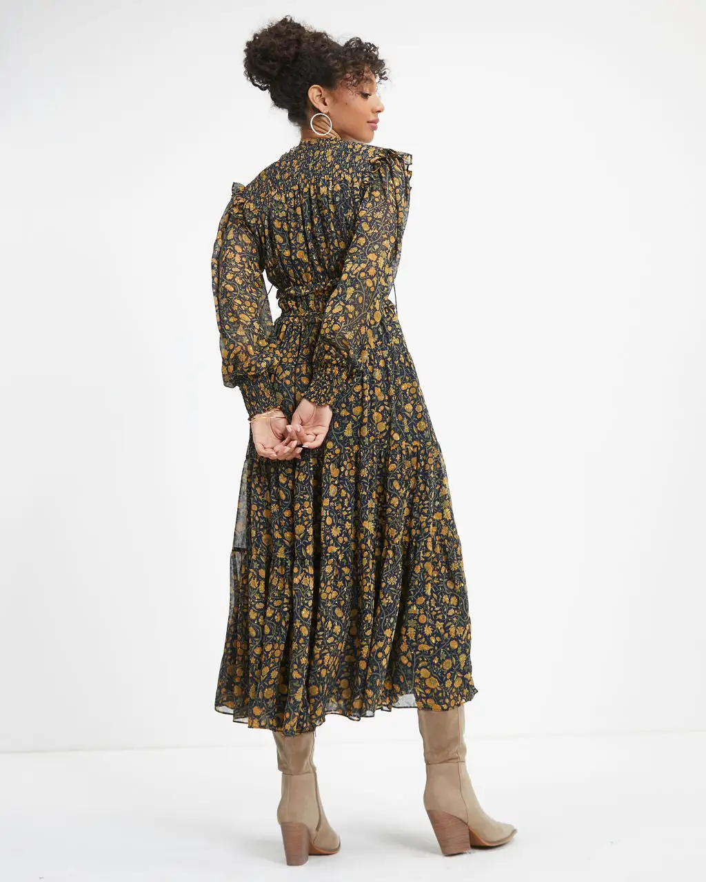 OLIV-001 Wishing And Hoping Floral Chiffon Midi Dress - FINAL SALE 4 OLIV-001 Wishing And Hoping Floral Chiffon Midi Dress - FINAL SALE - Image 4