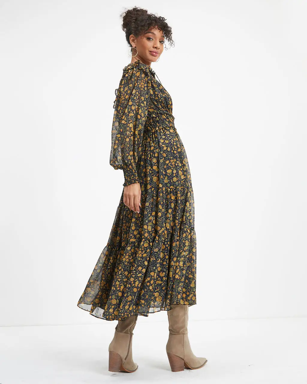 OLIV-001 Wishing And Hoping Floral Chiffon Midi Dress - FINAL SALE 5 OLIV-001 Wishing And Hoping Floral Chiffon Midi Dress - FINAL SALE - Image 5