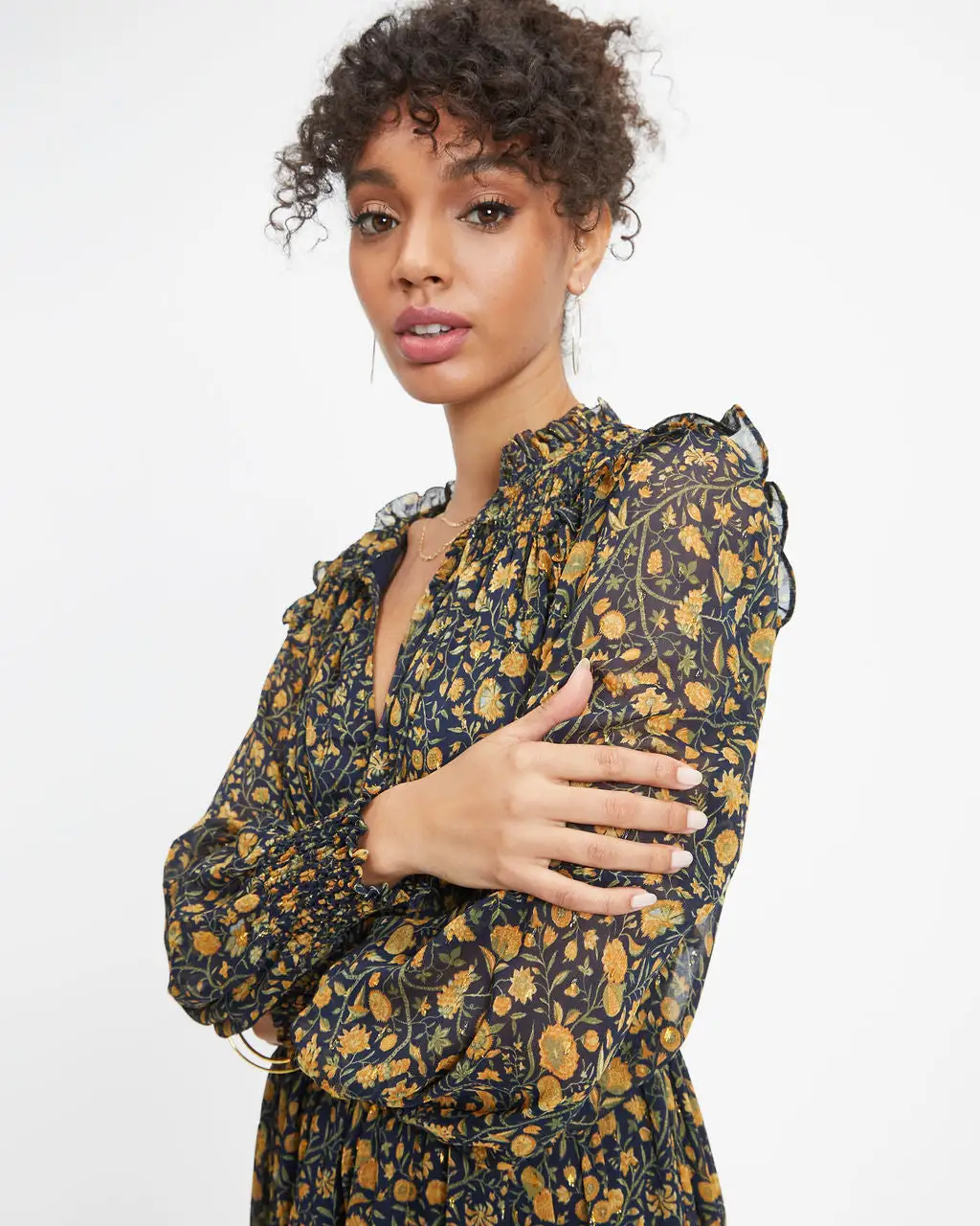 OLIV-001 Wishing And Hoping Floral Chiffon Midi Dress - FINAL SALE 2 OLIV-001 Wishing And Hoping Floral Chiffon Midi Dress - FINAL SALE - Image 2