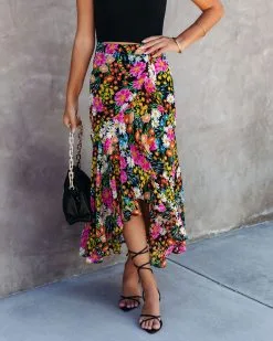 SUGA-001 Wonderland Floral Ruffle Maxi Skirt - FINAL SALE -clothes Sales WonderlandFloralRuffleMaxiSkirt1