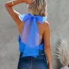 FATE-001 Wondrous Backless Halter Bodysuit - Royal Blue - FINAL SALE