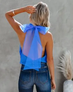 FATE-001 Wondrous Backless Halter Bodysuit - Royal Blue - FINAL SALE