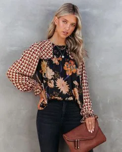 Work Of Art Printed Satin Blouse - Black Multi - FINAL SALE -clothes Sales WorkOfArtPrintedSatinBlouseBlackMulti68