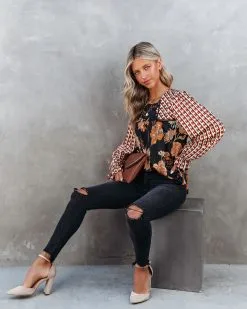 Work Of Art Printed Satin Blouse - Black Multi - FINAL SALE -clothes Sales WorkOfArtPrintedSatinBlouseBlackMulti99