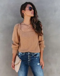Wynter Knit Long Sleeve Top - Latte - FINAL SALE