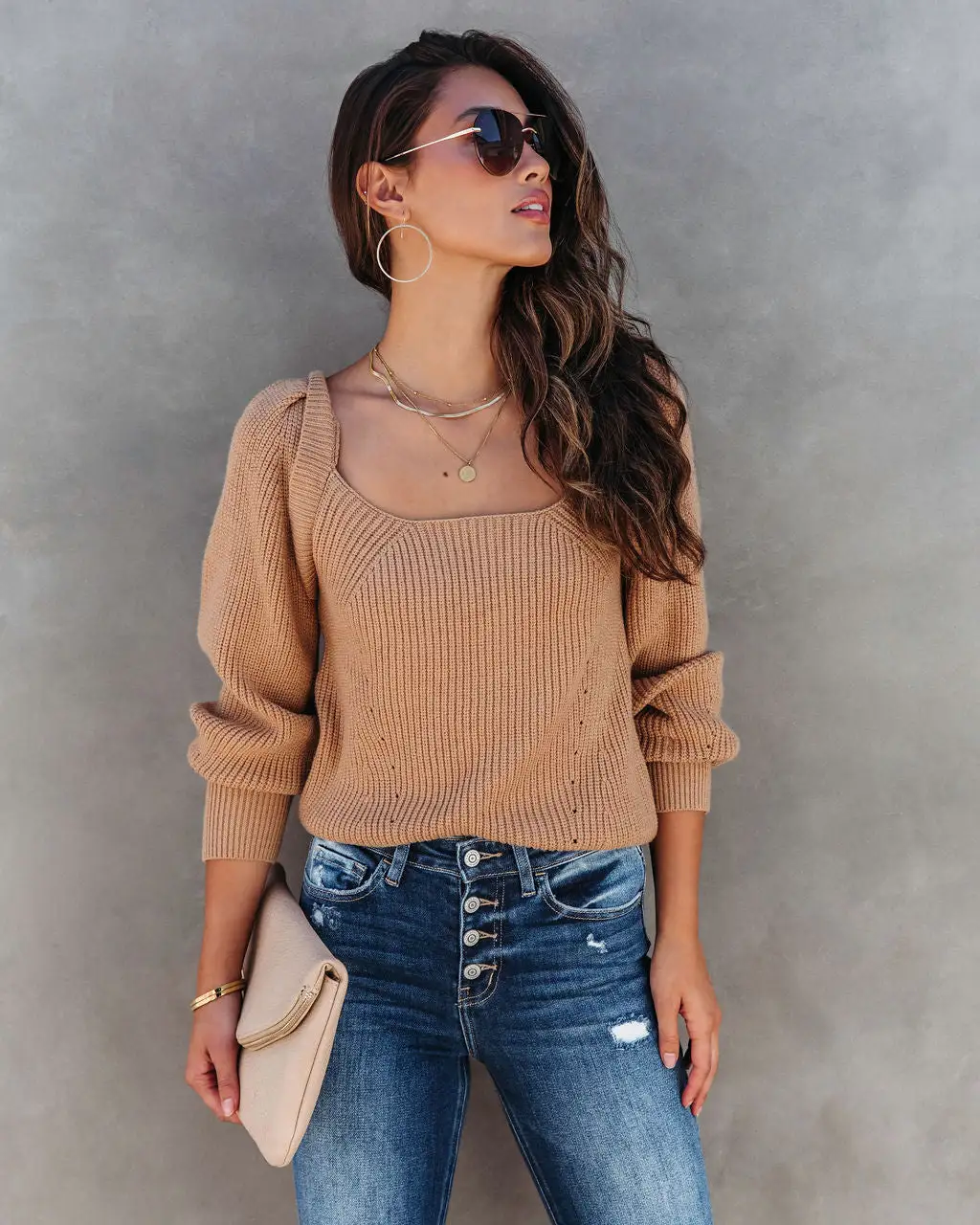 Wynter Knit Long Sleeve Top - Latte - FINAL SALE 1 Wynter Knit Long Sleeve Top - Latte - FINAL SALE