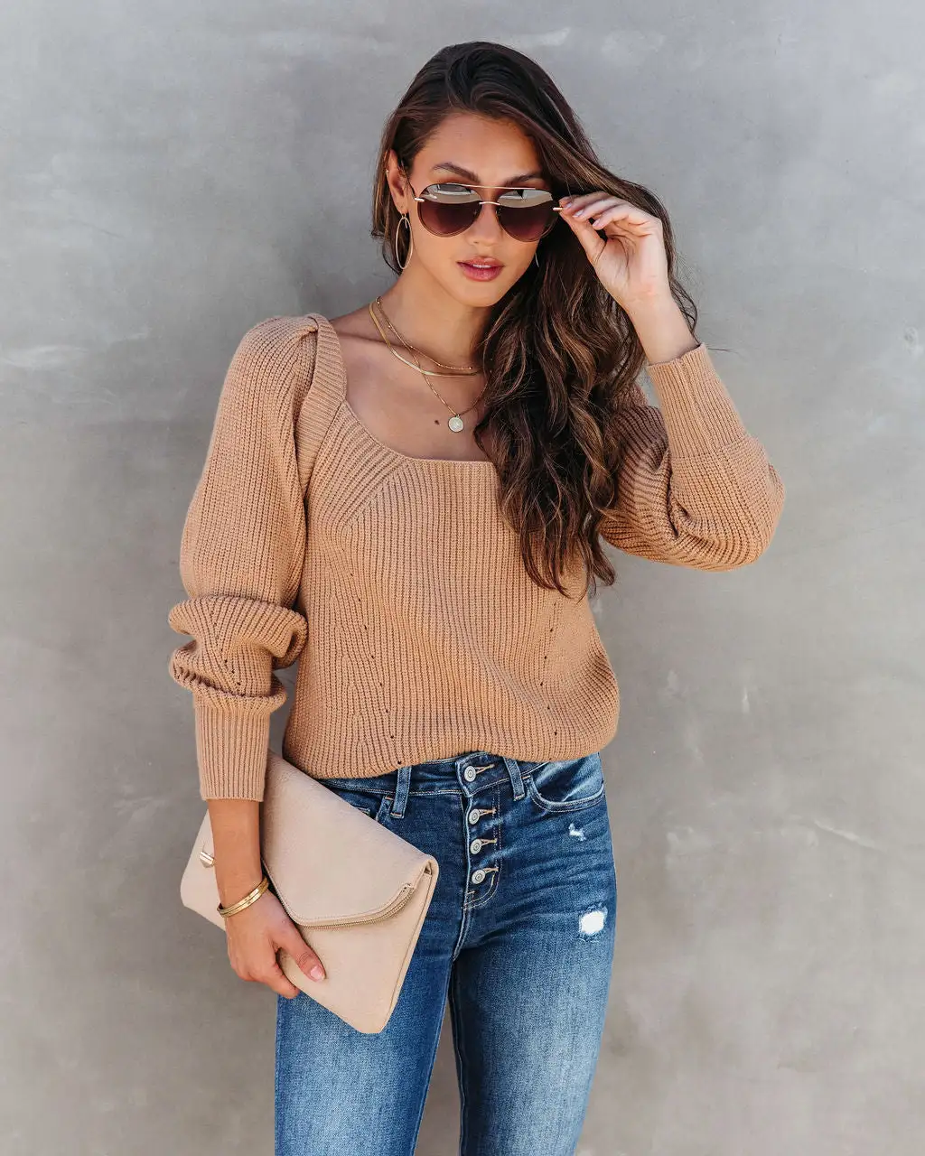 Wynter Knit Long Sleeve Top - Latte - FINAL SALE 5 Wynter Knit Long Sleeve Top - Latte - FINAL SALE - Image 5