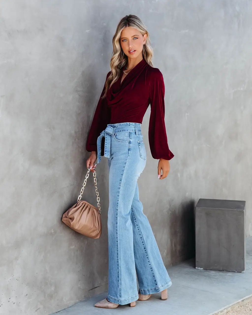 SKYL-002 You Go Girl Cowl Neck Drape Bodysuit - Wine - FINAL SALE 6 SKYL-002 You Go Girl Cowl Neck Drape Bodysuit - Wine - FINAL SALE - Image 6