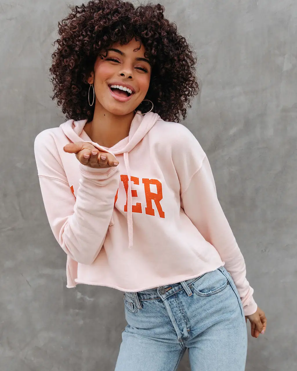 You're My Lover Cropped Hooded Sweatshirt - Blush - FINAL SALE 7 You're My Lover Cropped Hooded Sweatshirt - Blush - FINAL SALE - Image 7