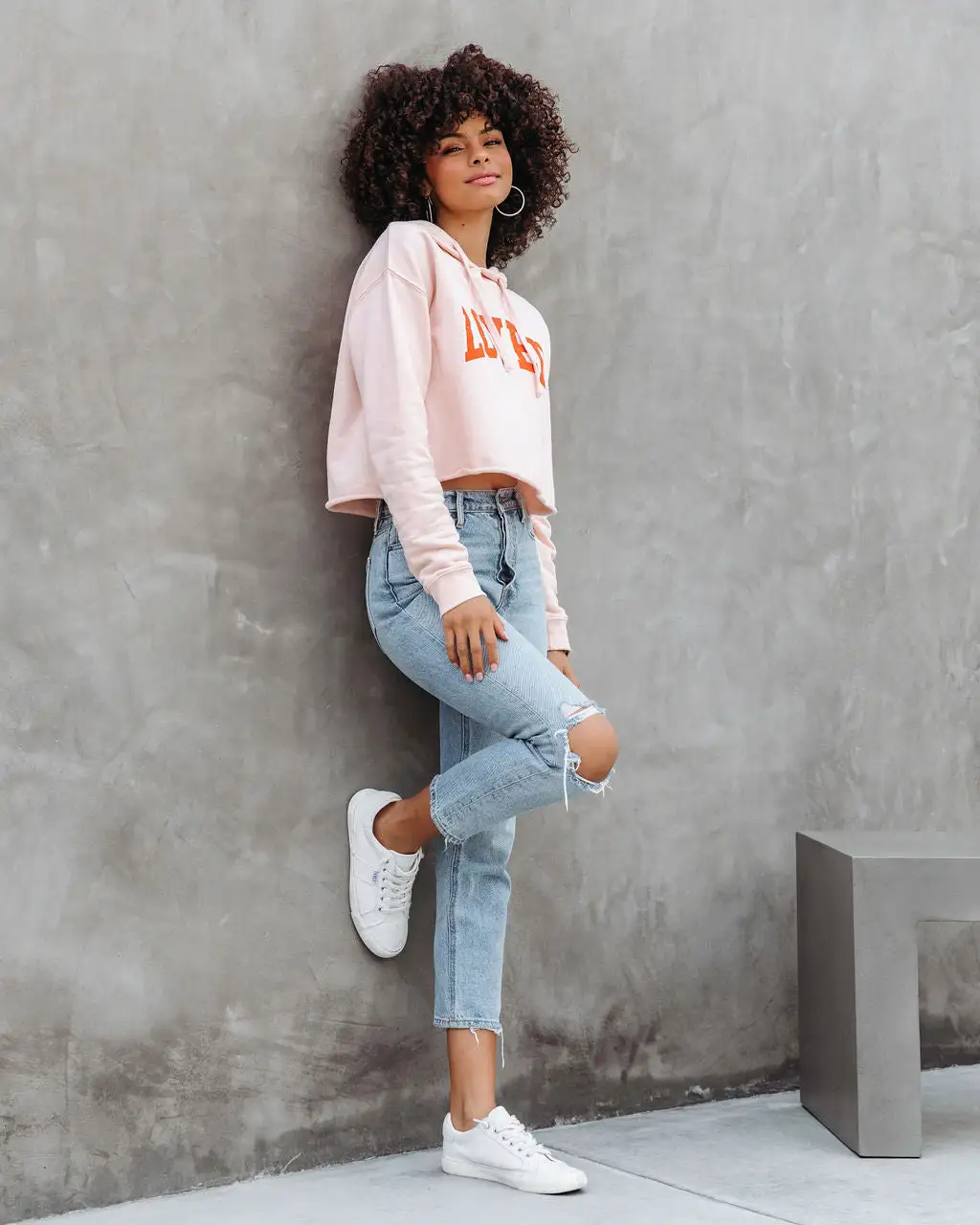 You're My Lover Cropped Hooded Sweatshirt - Blush - FINAL SALE 5 You're My Lover Cropped Hooded Sweatshirt - Blush - FINAL SALE - Image 5