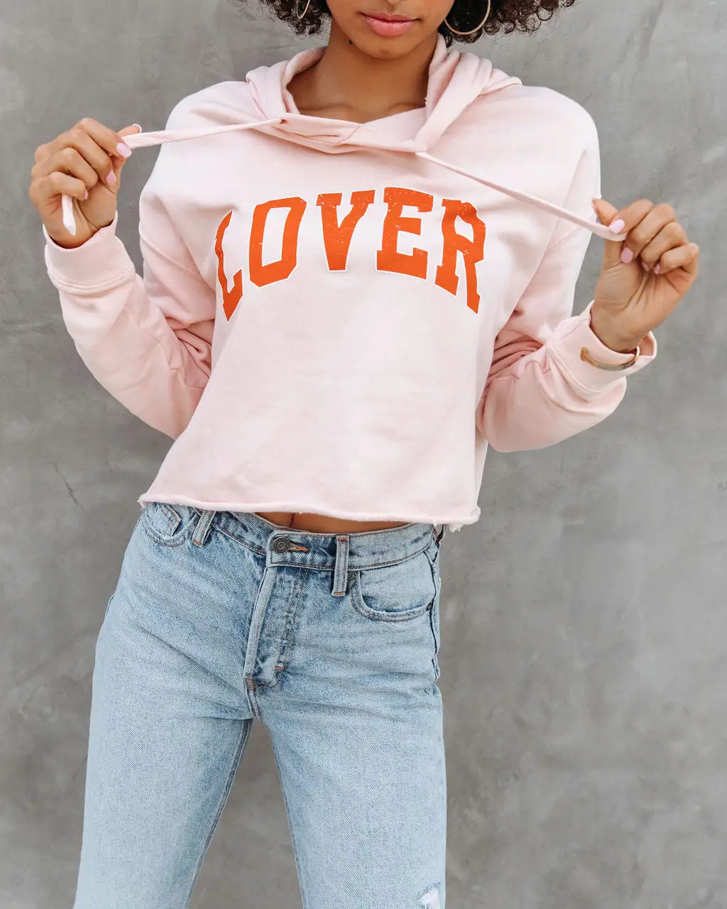 You're My Lover Cropped Hooded Sweatshirt - Blush - FINAL SALE 2 You're My Lover Cropped Hooded Sweatshirt - Blush - FINAL SALE - Image 2