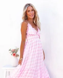 MABL-001 Adore You Gingham Ruffle Maxi Dress - Pink - LAST CHANCE 14 MABL-001 Adore You Gingham Ruffle Maxi Dress - Pink - LAST CHANCE -clothes Sales adoreyouginghamrufflemaxidresspink116