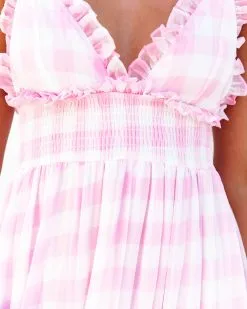 MABL-001 Adore You Gingham Ruffle Maxi Dress - Pink - LAST CHANCE 12 MABL-001 Adore You Gingham Ruffle Maxi Dress - Pink - LAST CHANCE -clothes Sales adoreyouginghamrufflemaxidresspink98