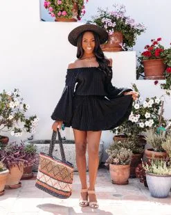 Aflame Cotton Pocketed Off The Shoulder Mini Dress - Black - FINAL SALE 16 Aflame Cotton Pocketed Off The Shoulder Mini Dress - Black - FINAL SALE -clothes Sales aflramecottonpocketedoffthesholderminidressblack121