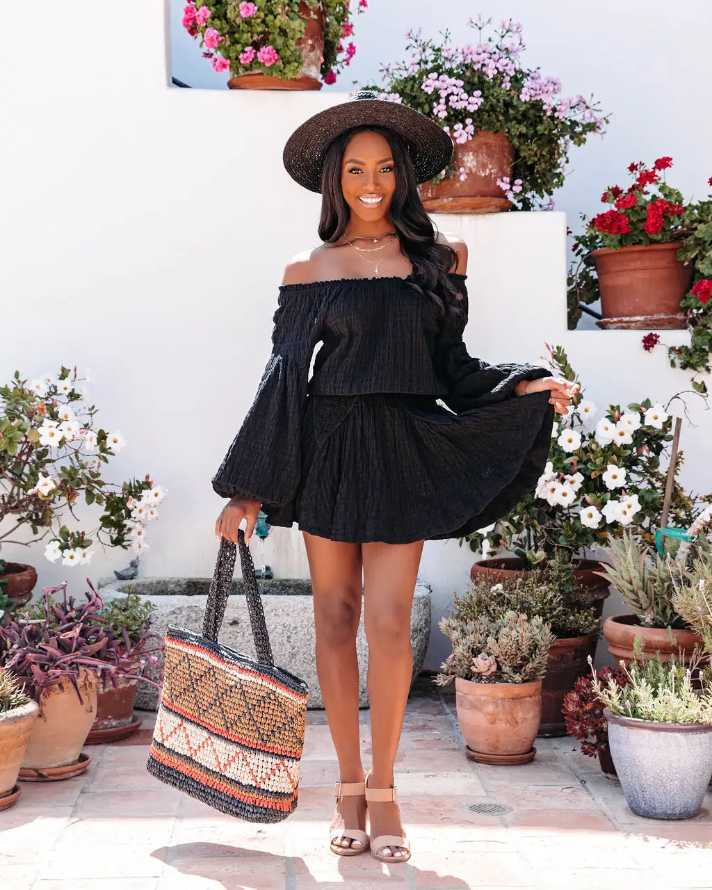 Aflame Cotton Pocketed Off The Shoulder Mini Dress - Black - FINAL SALE 8 Aflame Cotton Pocketed Off The Shoulder Mini Dress - Black - FINAL SALE - Image 8