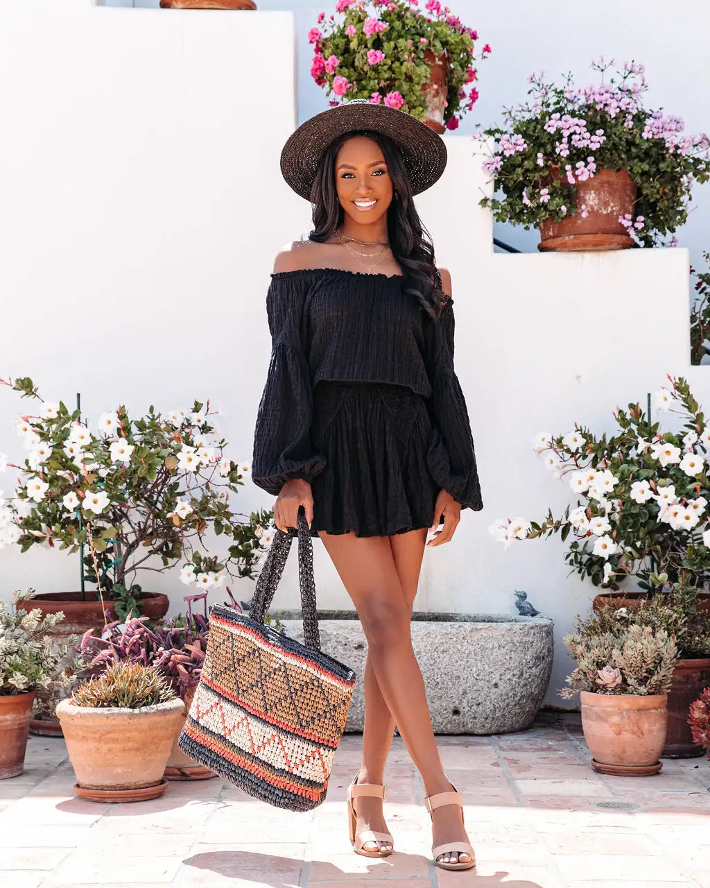 Aflame Cotton Pocketed Off The Shoulder Mini Dress - Black - FINAL SALE 1 Aflame Cotton Pocketed Off The Shoulder Mini Dress - Black - FINAL SALE