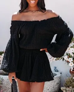 Aflame Cotton Pocketed Off The Shoulder Mini Dress - Black - FINAL SALE 13 Aflame Cotton Pocketed Off The Shoulder Mini Dress - Black - FINAL SALE -clothes Sales aflramecottonpocketedoffthesholderminidressblack149