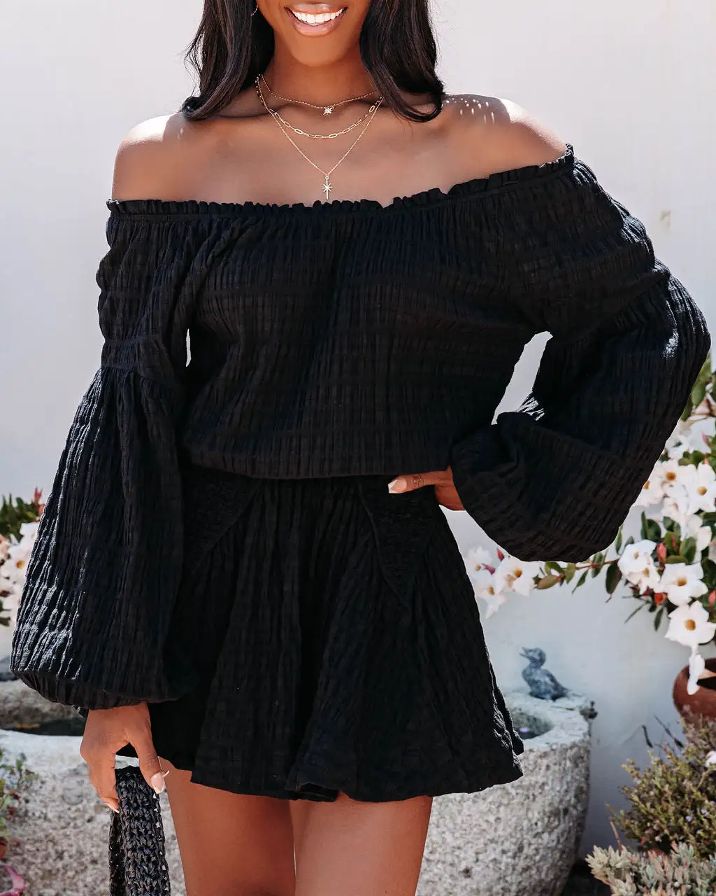 Aflame Cotton Pocketed Off The Shoulder Mini Dress - Black - FINAL SALE 5 Aflame Cotton Pocketed Off The Shoulder Mini Dress - Black - FINAL SALE - Image 5