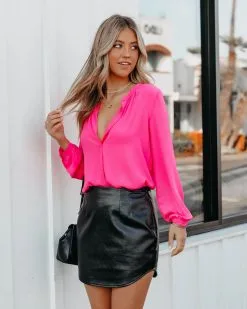 ENDL-001 Aila Faux Leather Mini Skirt - Black - FINAL SALE