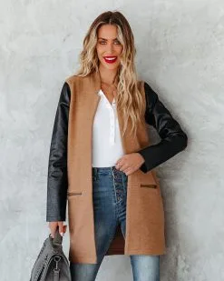 Aisley Pocketed Faux Leather Coat - Camel - FINAL SALE 18 Aisley Pocketed Faux Leather Coat - Camel - FINAL SALE -clothes Sales aisleypocketedfauxleathercoatcamel36