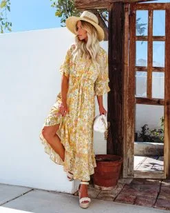 Alianna Floral Ruffle Midi Dress - Lemon - FINAL SALE 15 Alianna Floral Ruffle Midi Dress - Lemon - FINAL SALE -clothes Sales aliannafloralrufflemididresslemon102