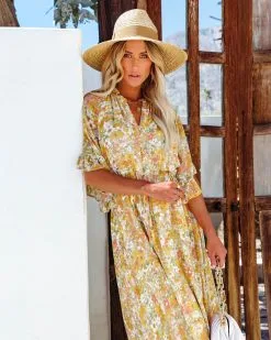 Alianna Floral Ruffle Midi Dress - Lemon - FINAL SALE 14 Alianna Floral Ruffle Midi Dress - Lemon - FINAL SALE -clothes Sales aliannafloralrufflemididresslemon77