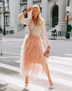 STRU-001 Allegro Ruffle Tulle Midi Skirt - Mauve - FINAL SALE -clothes Sales allegroruffletullemidiskirtmauve13