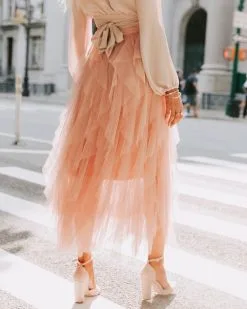 STRU-001 Allegro Ruffle Tulle Midi Skirt - Mauve - FINAL SALE -clothes Sales allegroruffletullemidiskirtmauve46