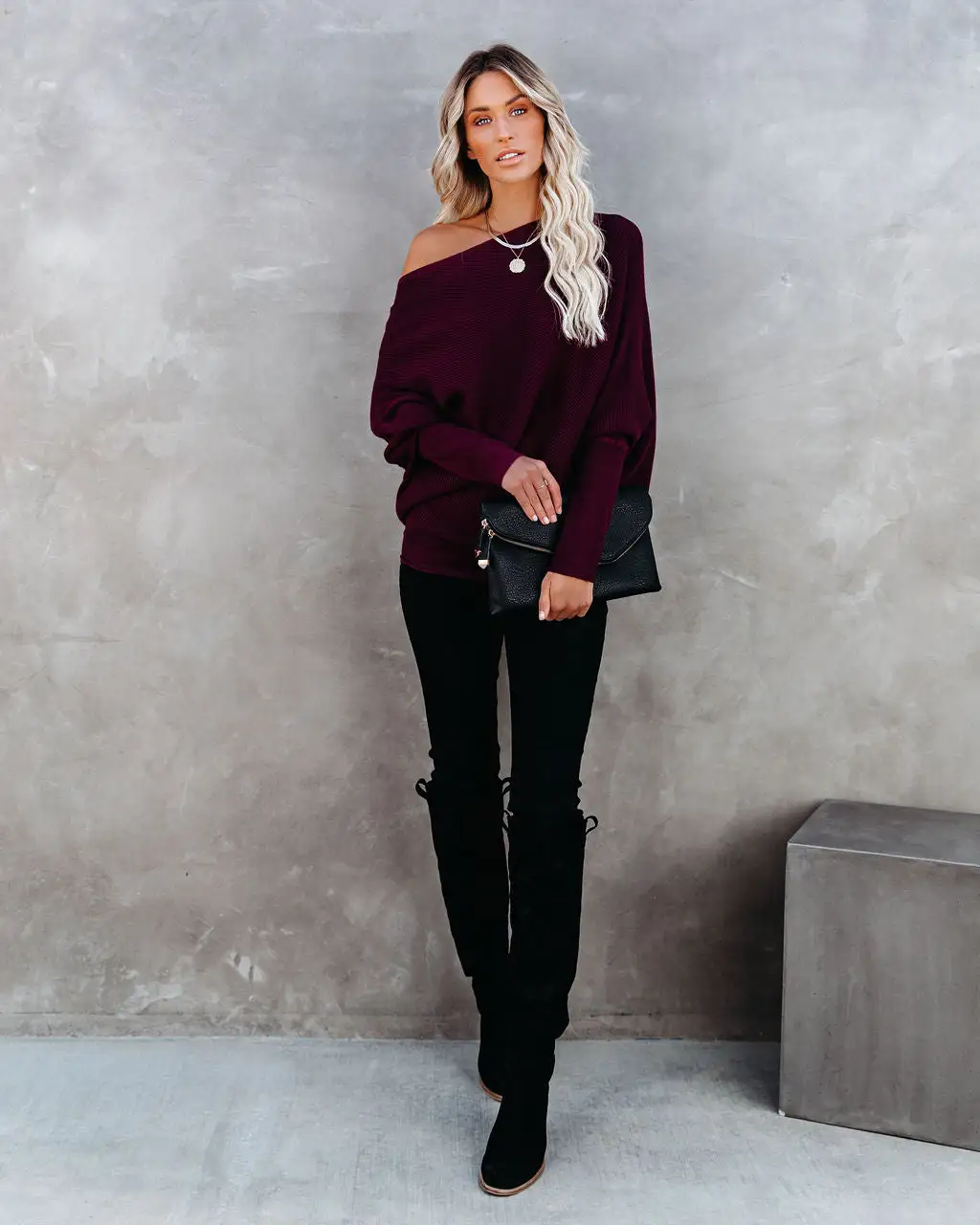 All That Ribbed Cashmere Blend Sweater - Wine - FINAL SALE 5 All That Ribbed Cashmere Blend Sweater - Wine - FINAL SALE - Image 5