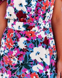 OLIV-001 All The Flowers Off The Shoulder Maxi Dress - Orange Lavender - FINAL SALE -clothes Sales alltheflowersofftheshouldermaxidressorangelavender100