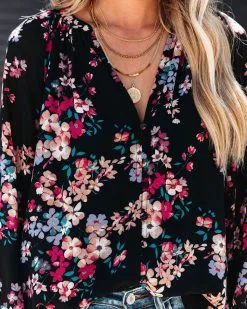 Always A Wildflower Chiffon Blouse - Black - FINAL SALE 11 Always A Wildflower Chiffon Blouse - Black - FINAL SALE -clothes Sales alwaysawildflowerchiffonblouseblack106