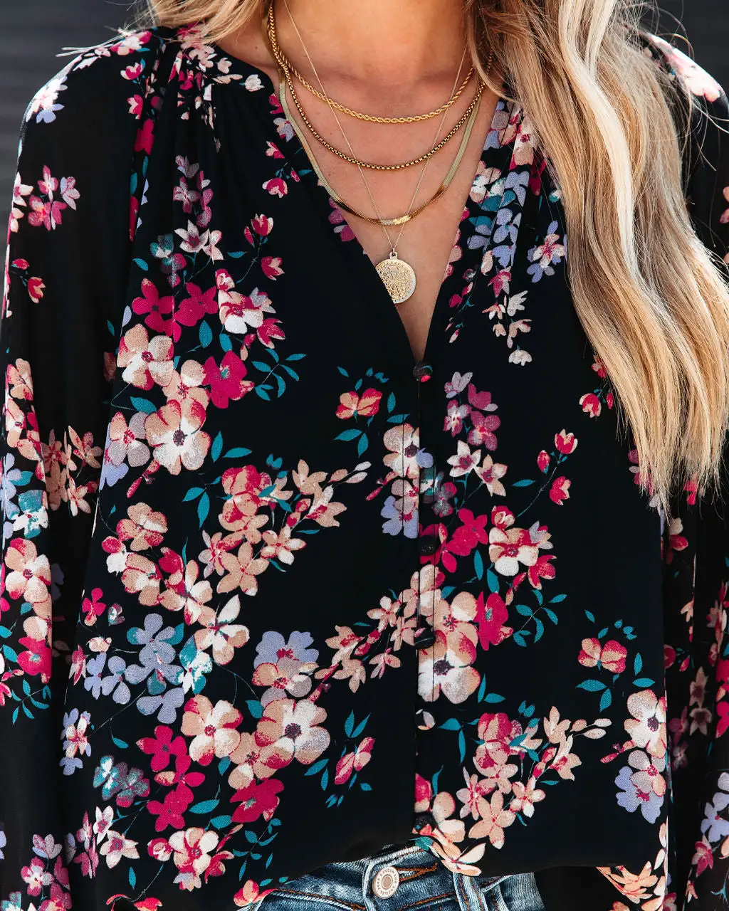 Always A Wildflower Chiffon Blouse - Black - FINAL SALE 4 Always A Wildflower Chiffon Blouse - Black - FINAL SALE - Image 4