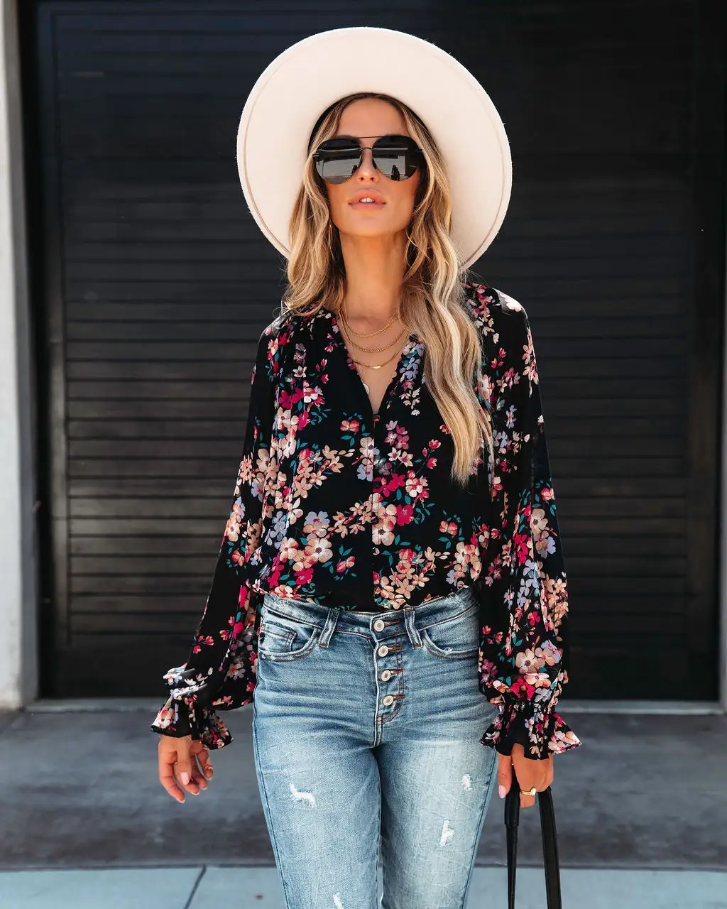 Always A Wildflower Chiffon Blouse - Black - FINAL SALE 5 Always A Wildflower Chiffon Blouse - Black - FINAL SALE - Image 5