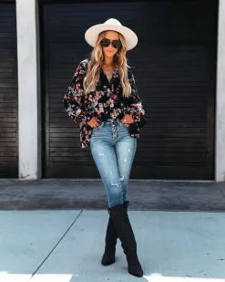 Always A Wildflower Chiffon Blouse - Black - FINAL SALE 13 Always A Wildflower Chiffon Blouse - Black - FINAL SALE -clothes Sales alwaysawildflowerchiffonblouseblack14