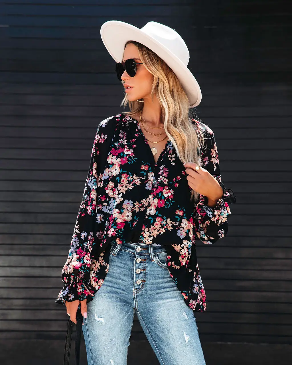 Always A Wildflower Chiffon Blouse - Black - FINAL SALE 7 Always A Wildflower Chiffon Blouse - Black - FINAL SALE - Image 7