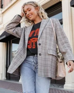 LUSH-001 Always The One Plaid Pocketed Blazer - FINAL SALE -clothes Sales alwaystheoneplaidpocketedblazerextra143