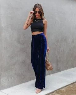 SALT-001 Amani High Rise Velvet Flare Pants - Cobalt Blue - FINAL SALE -clothes Sales amanihighrisevelvetflarepantscobaltblue113