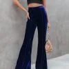 SALT-001 Amani High Rise Velvet Flare Pants - Cobalt Blue - FINAL SALE