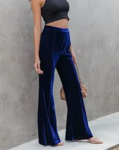 SALT-001 Amani High Rise Velvet Flare Pants - Cobalt Blue - FINAL SALE -clothes Sales amanihighrisevelvetflarepantscobaltblue153