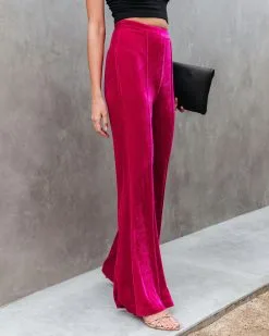 SALT-001 Amani High Rise Velvet Flare Pants - Fuchsia - FINAL SALE -clothes Sales amanihighrisevelvetflarepantsfuchsia227