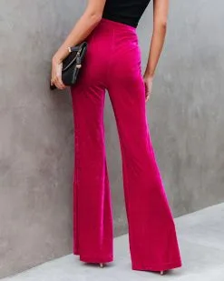 SALT-001 Amani High Rise Velvet Flare Pants - Fuchsia - FINAL SALE -clothes Sales amanihighrisevelvetflarepantsfuchsia345