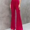 SALT-001 Amani High Rise Velvet Flare Pants - Fuchsia - FINAL SALE