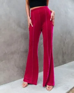 SALT-001 Amani High Rise Velvet Flare Pants - Fuchsia - FINAL SALE -clothes Sales amanihighrisevelvetflarepantsfuchsia63