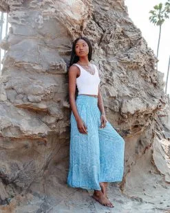 Amaya Printed Smocked Wide Leg Pants - Blue - SALE 12 Amaya Printed Smocked Wide Leg Pants - Blue - SALE -clothes Sales amayaprintedsmockedwidelegpantsblue 113