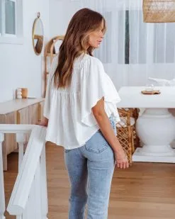 Ambie Smocked Wide Sleeve Top - White - SALE 10 Ambie Smocked Wide Sleeve Top - White - SALE -clothes Sales ambiesmockedwidesleevetopwhite 19